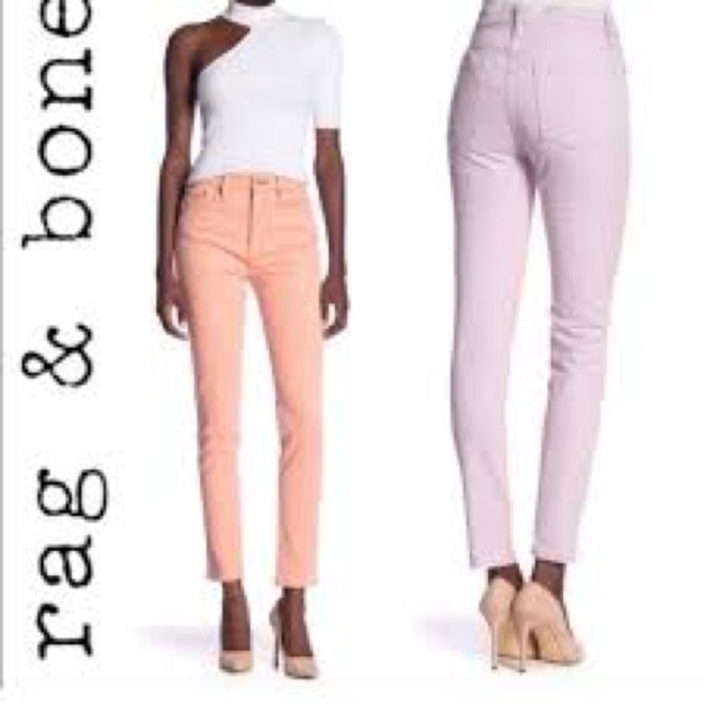 NWT Rag & Bone Peach/Lilac  High Rise Skinny Jeans